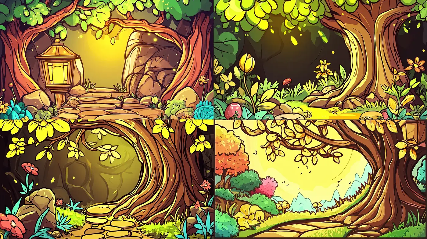 Enchanted Forest Dreamscape in Rich Hues - Midjourney sref style