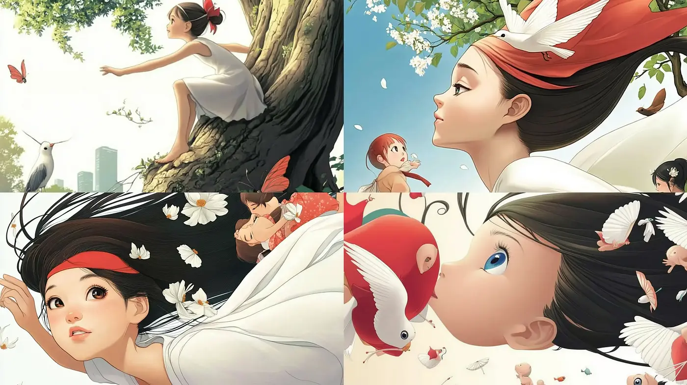 Serene Whimsicality in Contemporary Anime-Inspired Vignettes - Midjourney sref style