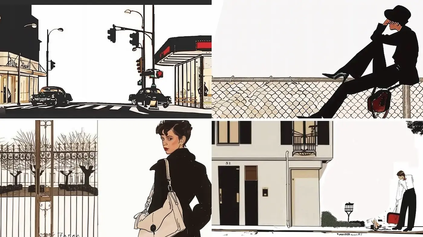 Sophisticated Urban Aesthetics with Retro Flair and Minimalist Influences - Midjourney sref style