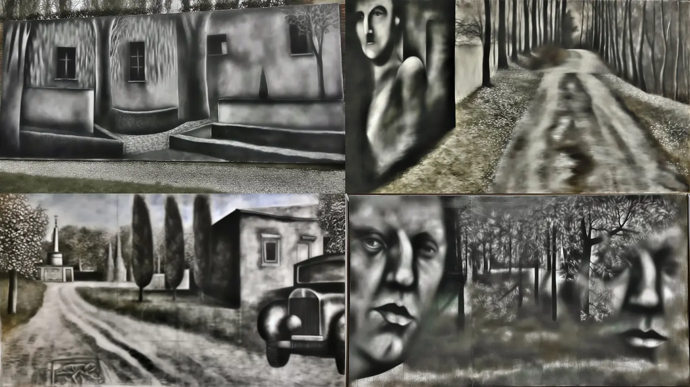 Monochromatic Ethereal Realms: A Consistent Exploration of Dreamlike Sceneries and Textures - Midjourney sref style