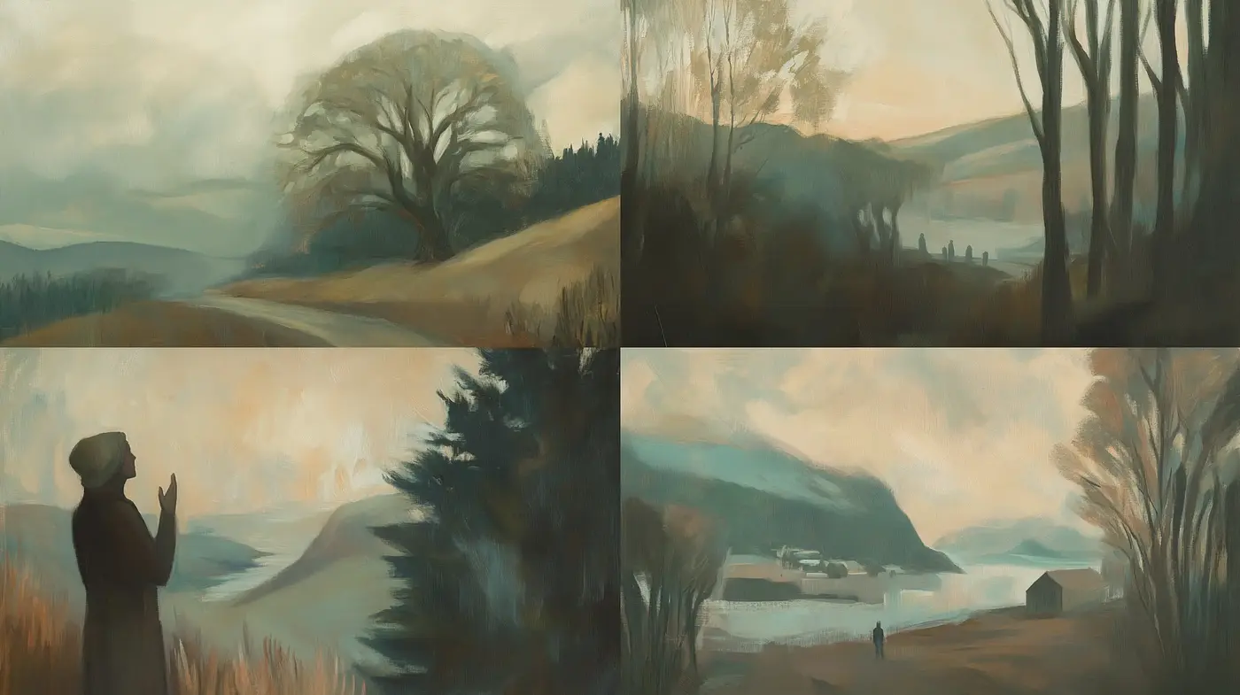 Whispering Hues of Twilight: A Harmonious Blend of Tenebrism and Pastoral Imagery - Midjourney sref style