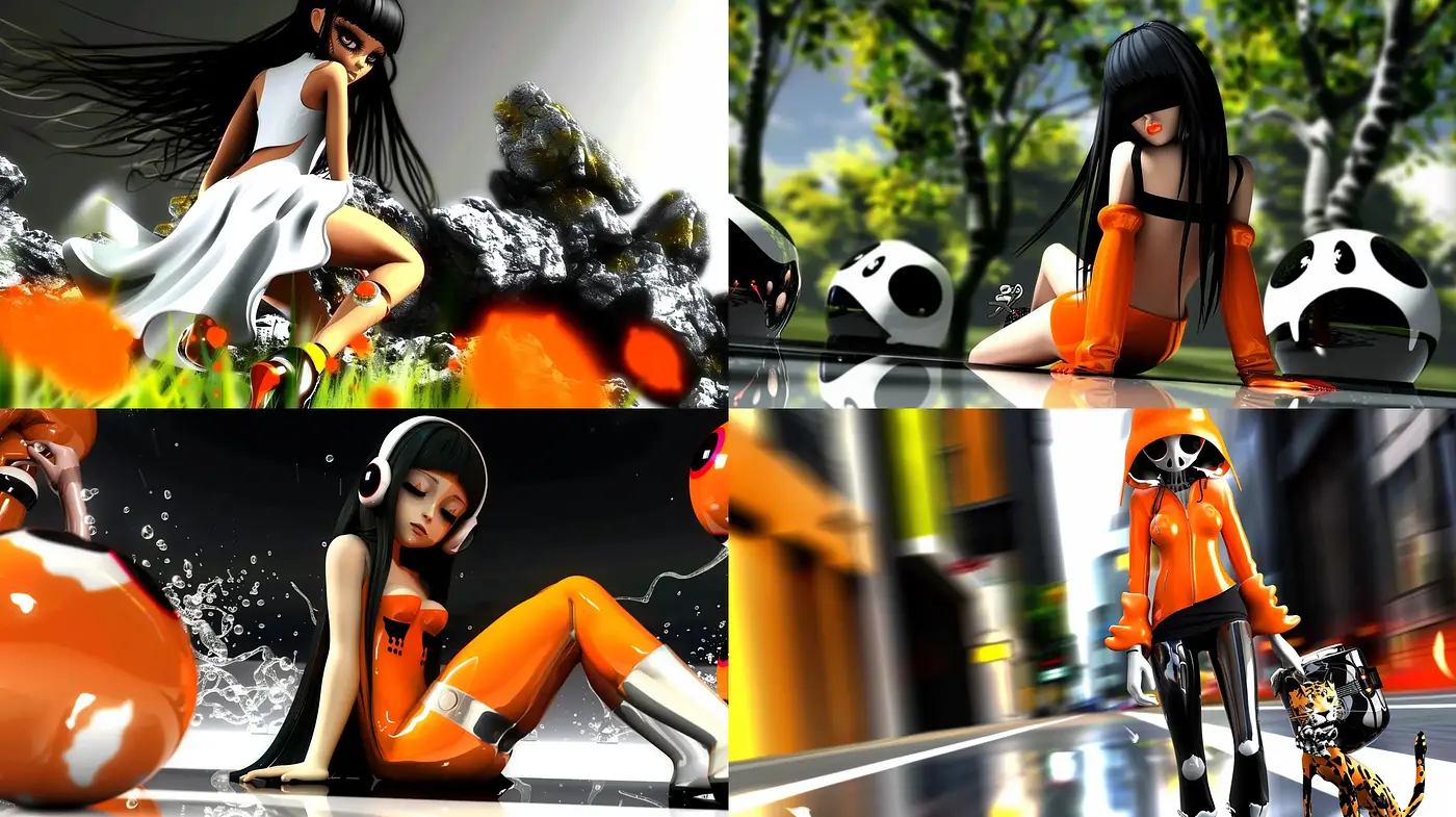 Dynamic Contrast - Harmonizing Vivid Oranges with Monochromatic Elements - Midjourney sref style