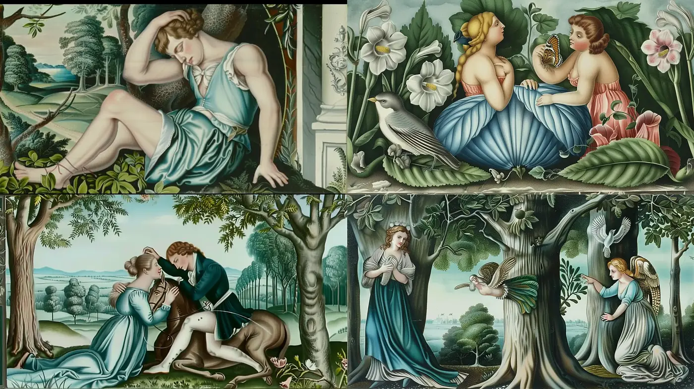 Idyllic Renaissance Revival in Digital Artistry - Midjourney sref style