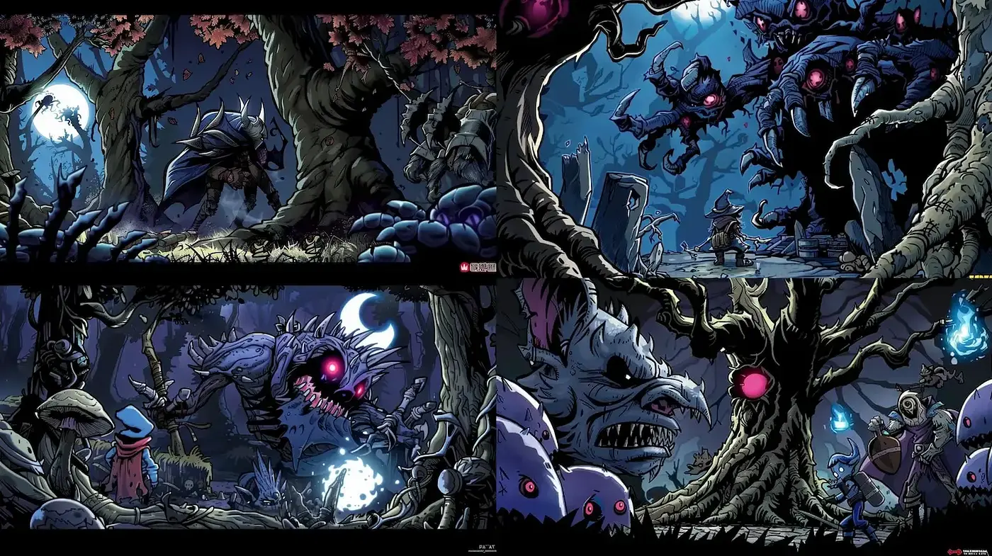 Dark Fantasy with Cartoonish Elements and Vibrant Textures - Midjourney sref style