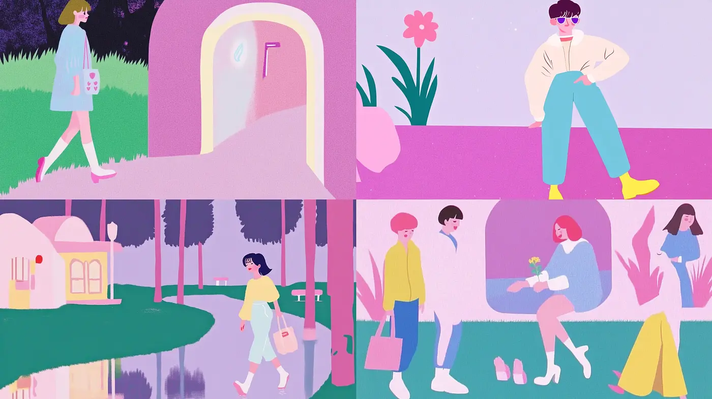 Whimsical Pastel Dreamscape Illustrations - Midjourney sref style