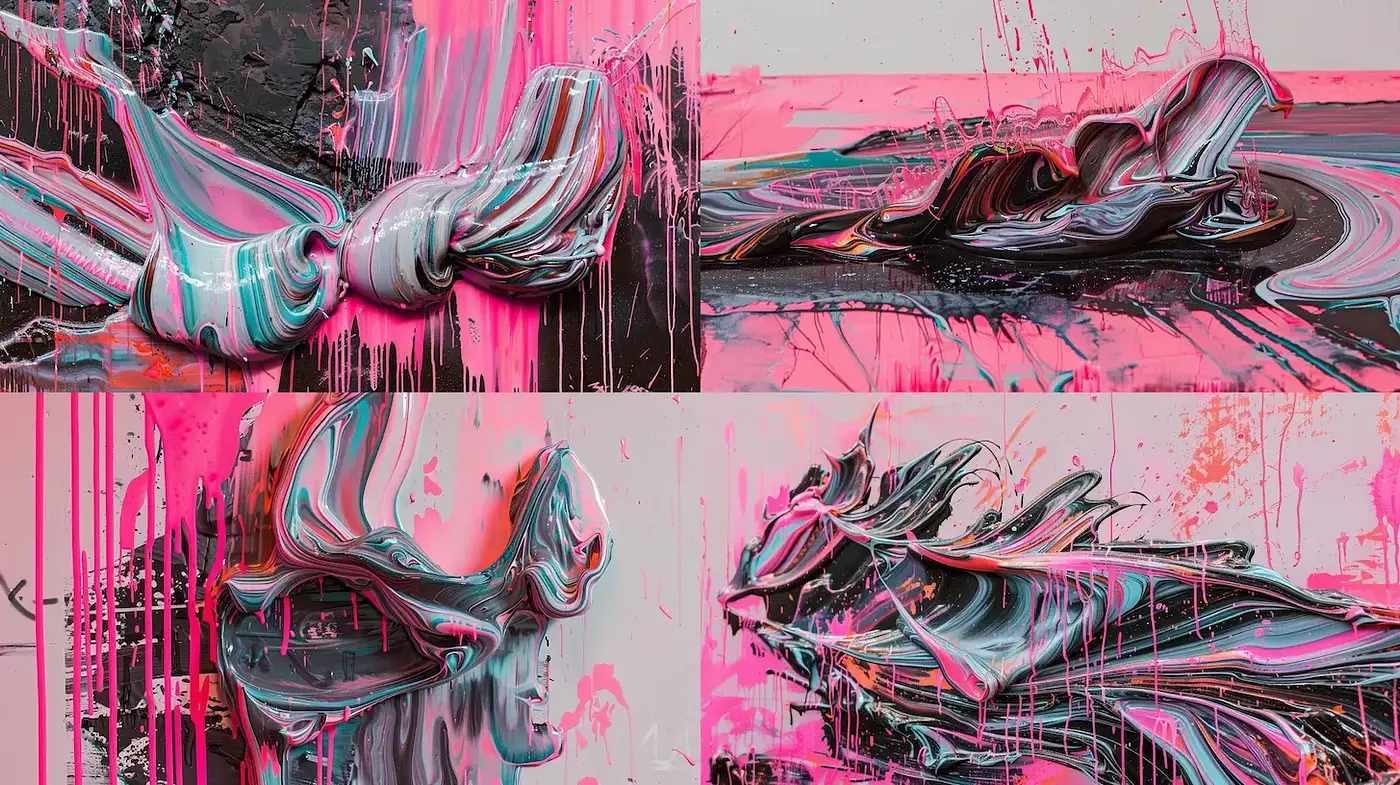 Dynamic Abstract Expressionism with Vivid Textural Elements - Midjourney sref style
