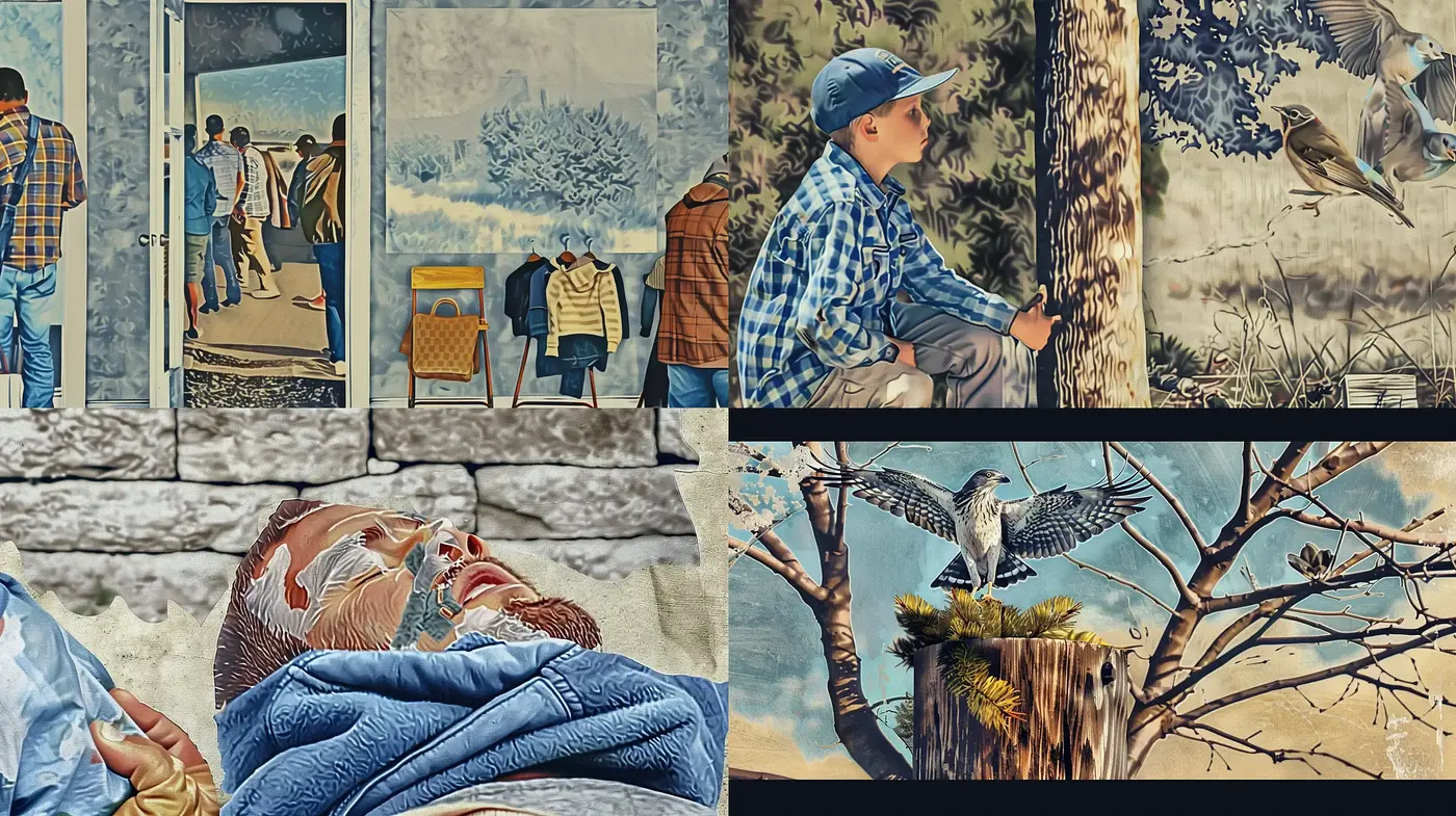Rustic Tapestry of Life: A Stylized Fusion of Nature and Human Experience - Midjourney sref style
