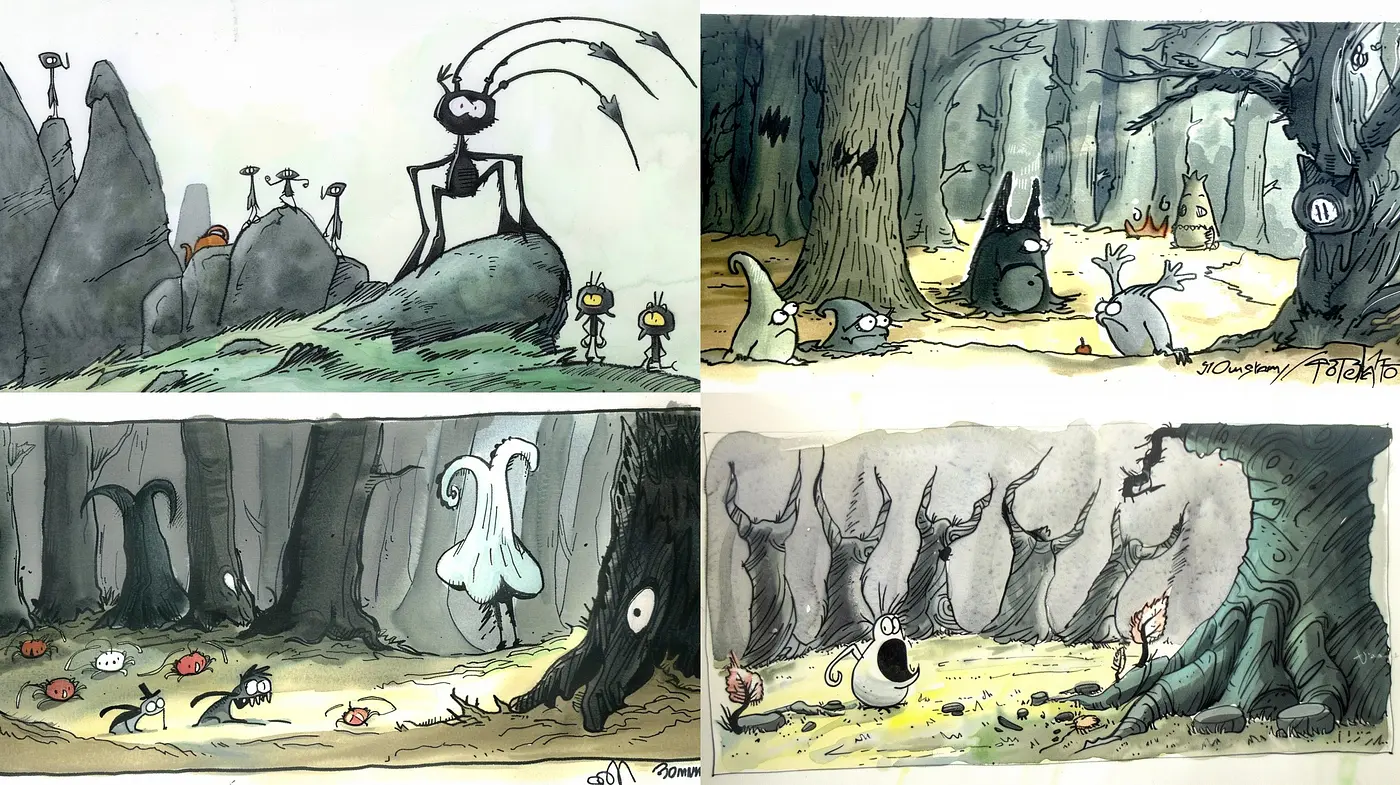 Whimsical Forest Reverie: An Exploration of Stylised Natural Environments and Quirky Fauna - Midjourney sref style