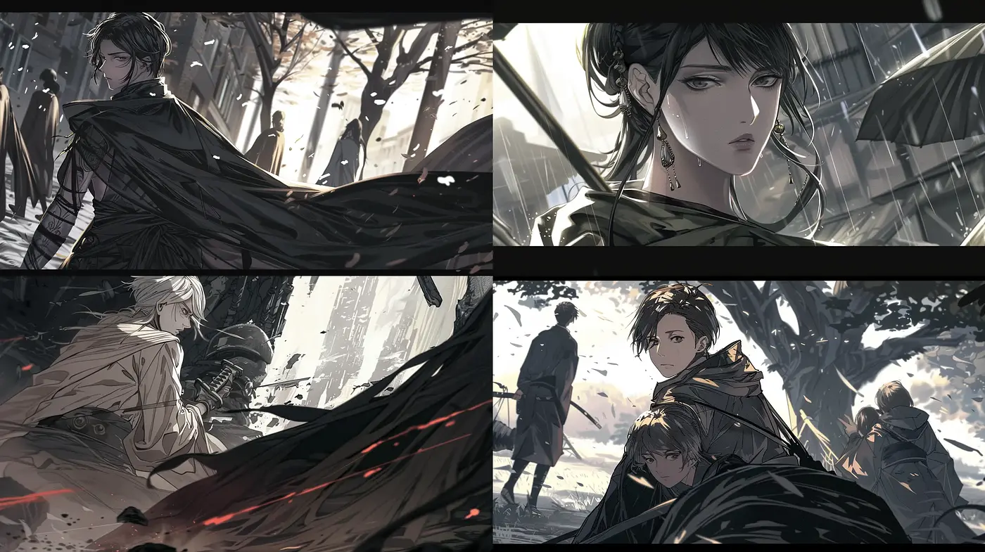Ethereal Monochromatic Anime-Inspired Visuals - Midjourney sref style