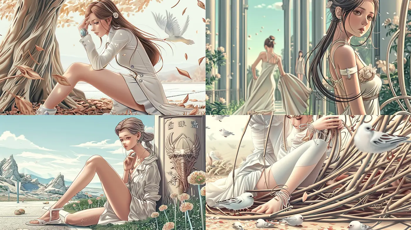 Ethereal Pastel Serenity: A Harmonious Meld of Soft Tones and Fluid Dynamics in Digital Illustration - Midjourney sref style