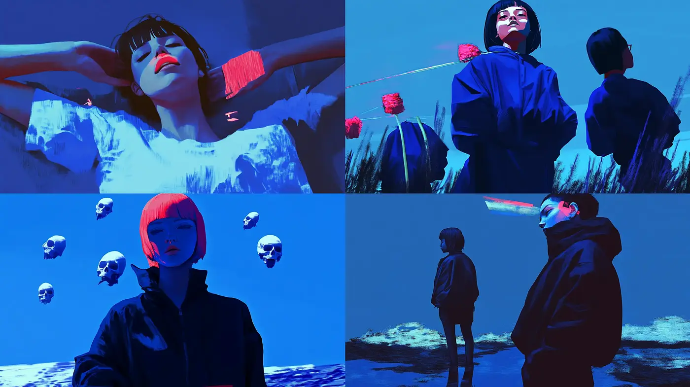 Nocturnal Elegance: A Dreamlike Mélange of Neon and Shadow - Midjourney sref style