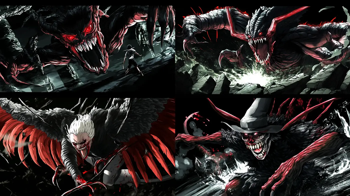 Dynamic Noir-Fantasy Fusion with Expressive Brushwork - Midjourney sref style