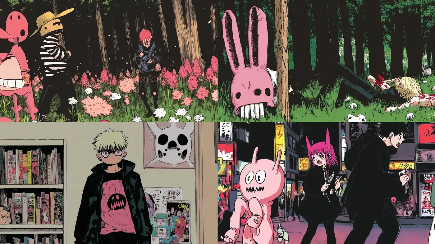 Contemporary Fusion of Manga Illustration with a Dark Fairy Tale Aesthetic - Midjourney sref style