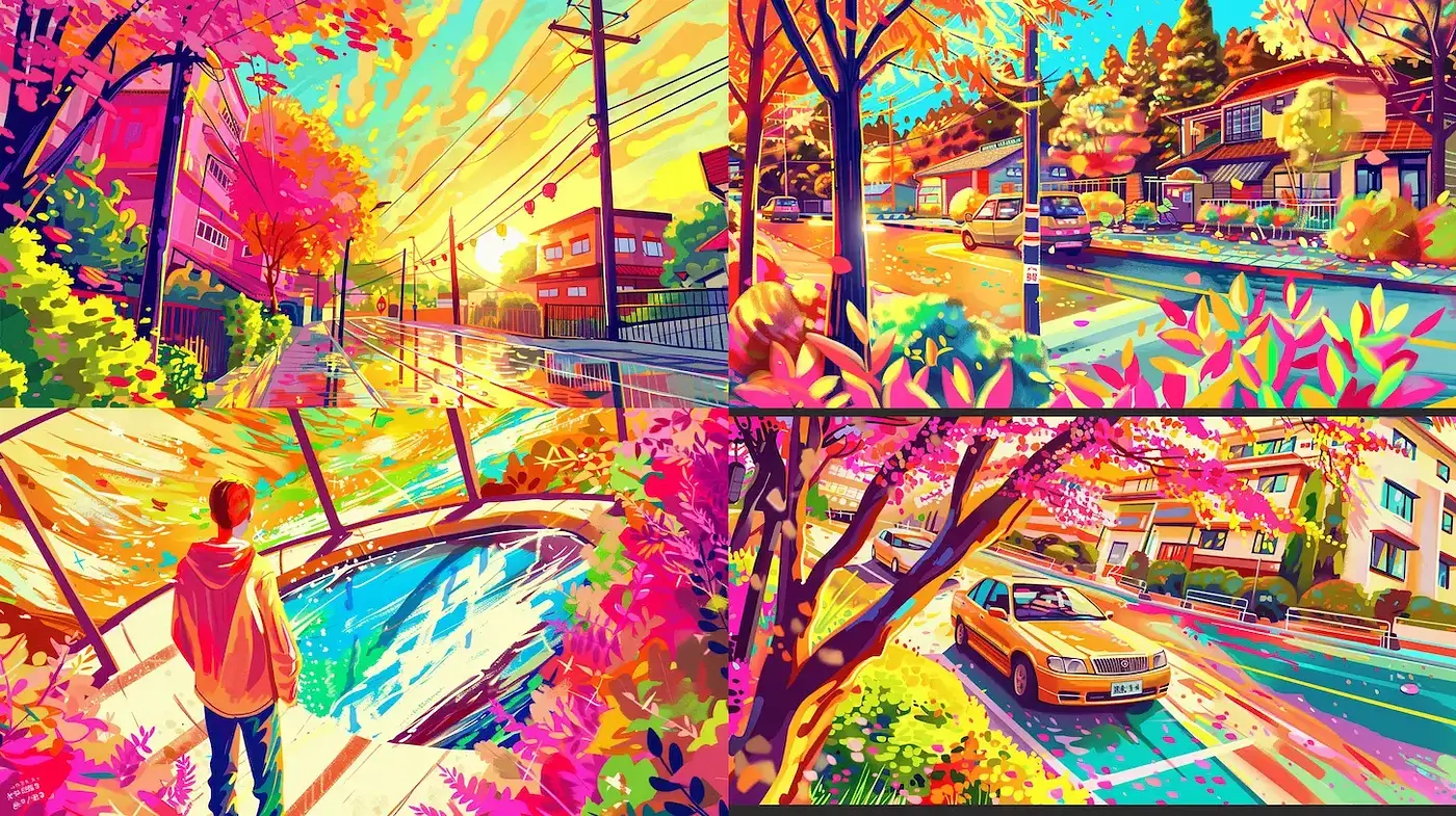 Vibrant Urban Landscapes with a Nostalgic Touch - Midjourney sref style