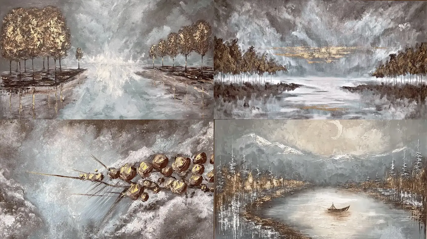 Cohesive Reflection of Nature in a Misty Palette - Midjourney sref style