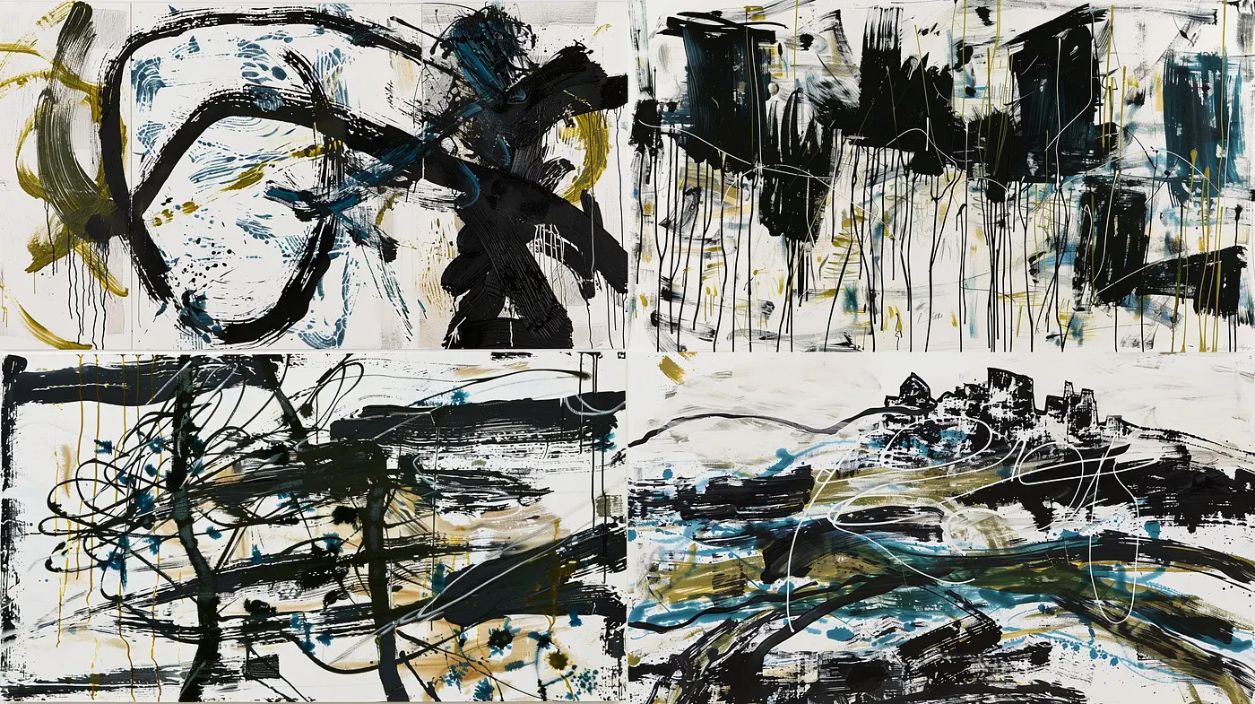 Abstract Expressionist Fusion with Contemporary Dynamic - Midjourney sref style