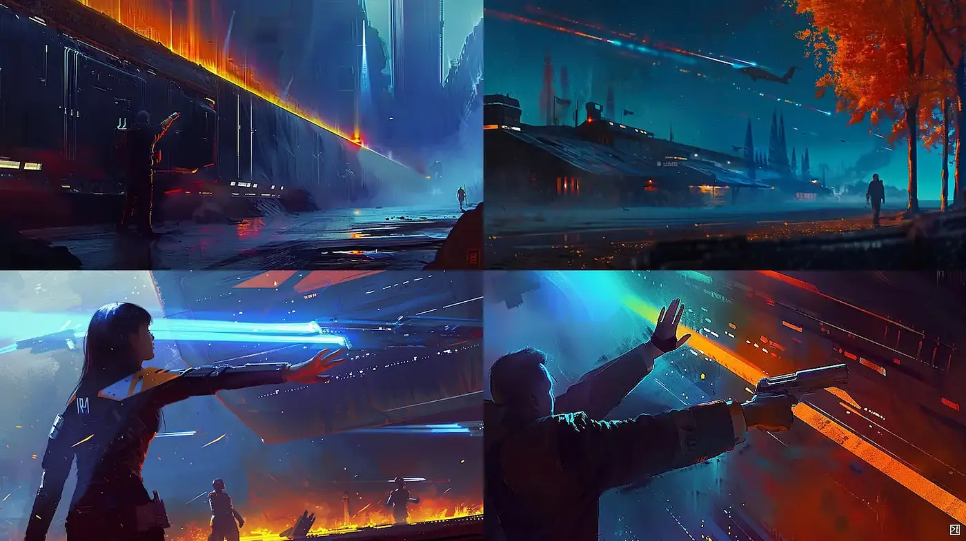 Futuristic Sci-Fi Landscape with Dynamic Lighting and Ethereal Quality - Midjourney sref style