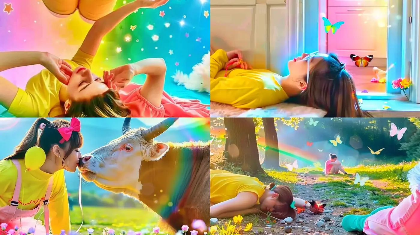 Surreal Dreamscape Harmony: A Synthesis of Vivid Chromatics and Whimsical Elements - Midjourney sref style