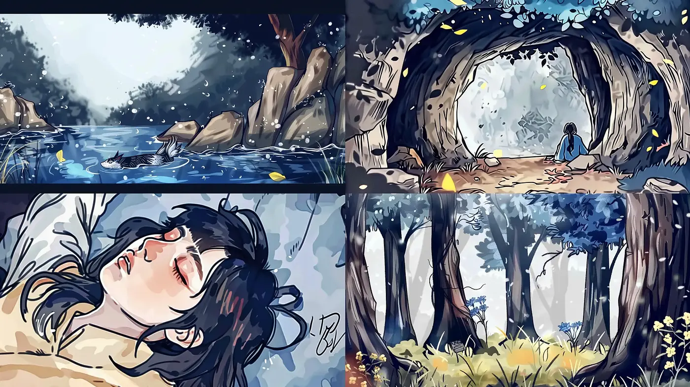 Whimsical Natural Storybook Illustration - Midjourney sref style