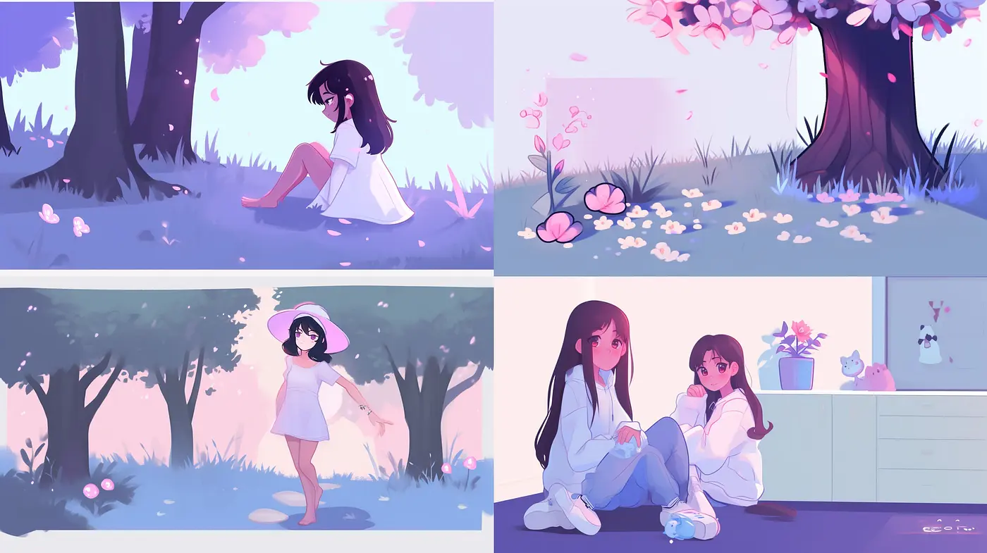 Serene Pastel Dreamscapes: An Exploration of Soft-Hued Anime-Inspired Visions - Midjourney sref style