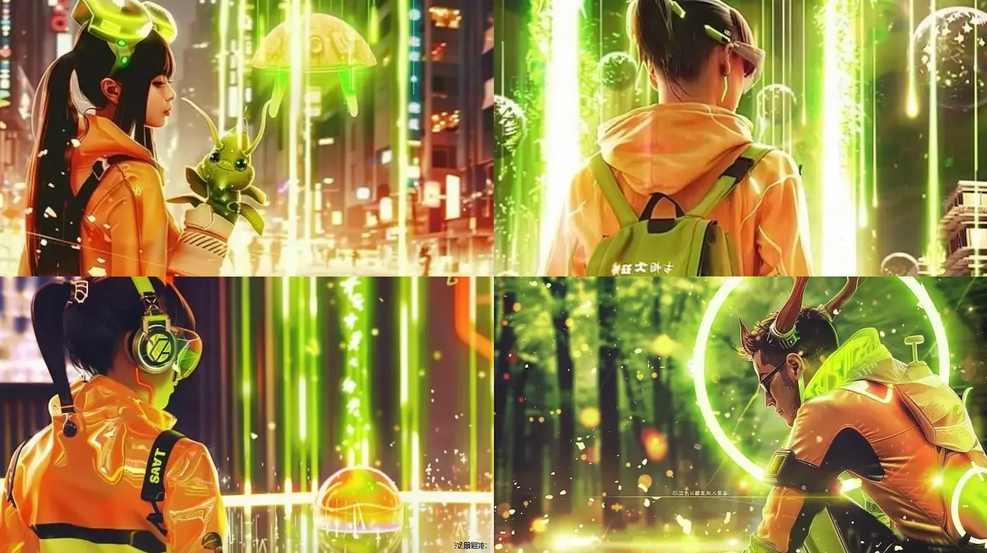Futuristic Neon Aesthetic with Eco-Urban Influences - Midjourney sref style