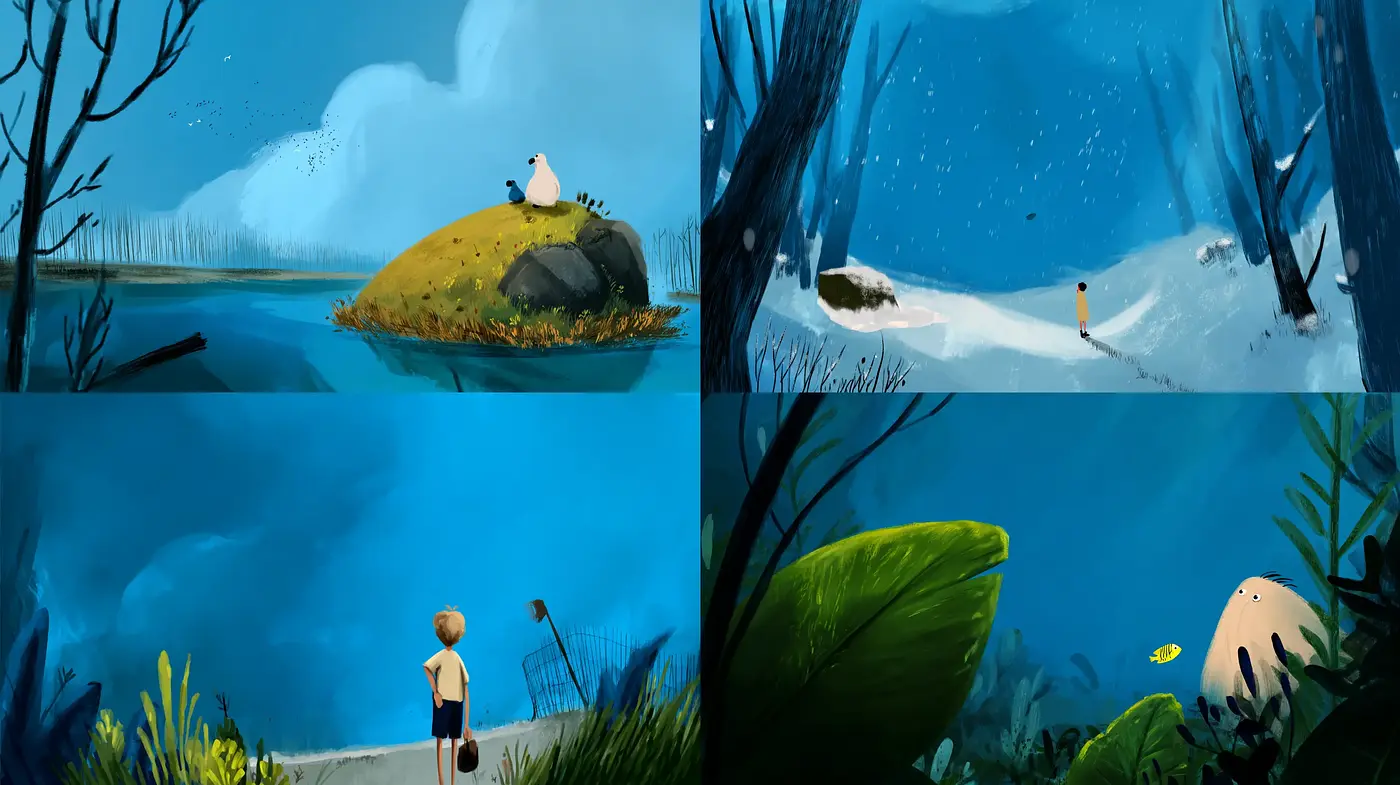 Whimsical Illustrative Landscapes with a Dreamlike Quality - Midjourney sref style