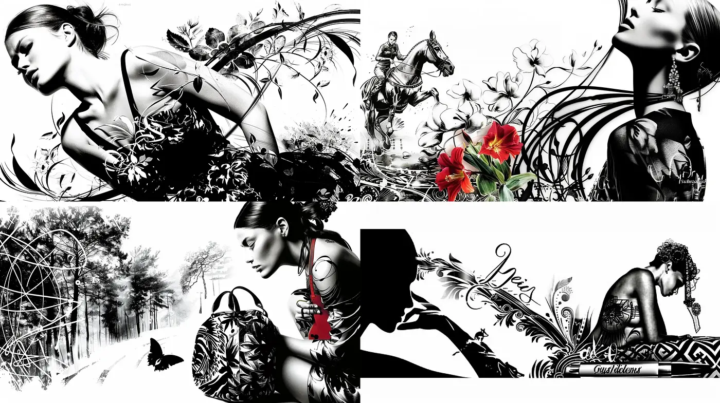 Monochromatic Elegance with Natural Fusion - Midjourney sref style