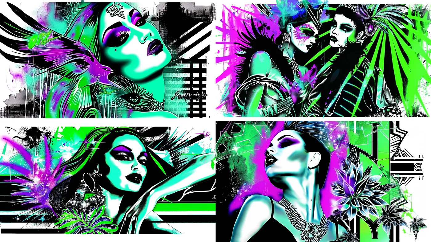 Neon Pop Art Fusion with Tropical Flair - Midjourney sref style