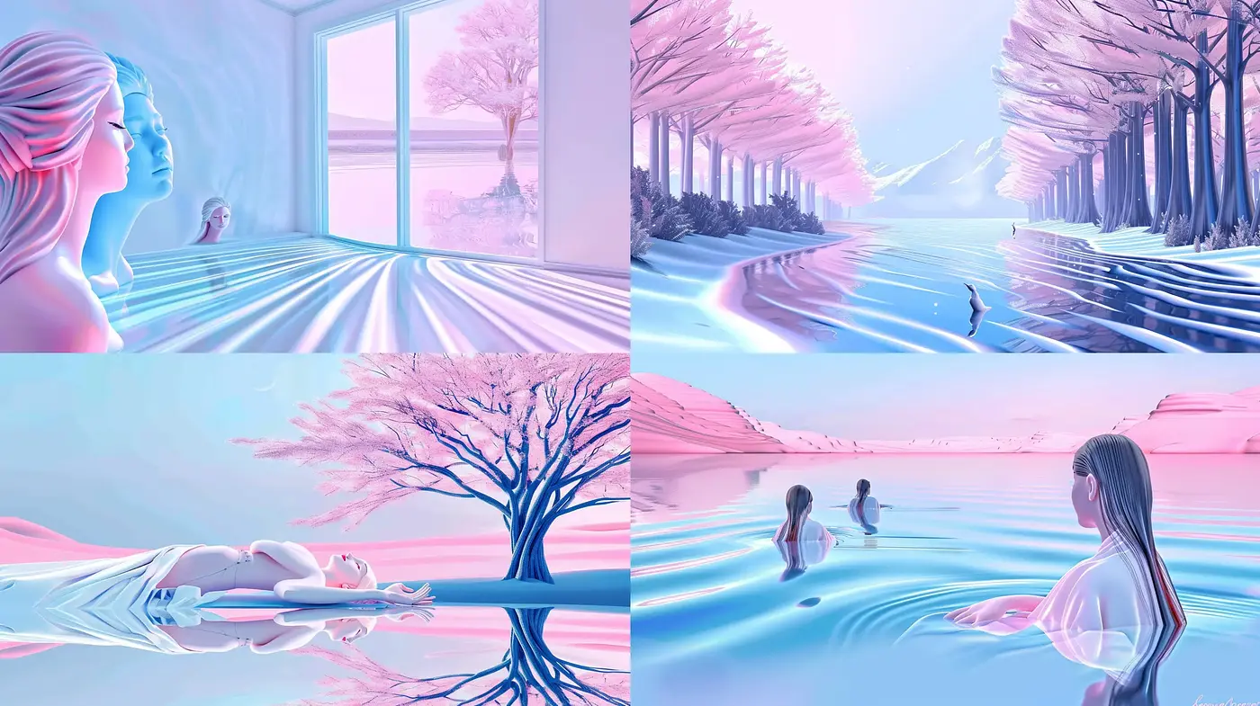 Ethereal Serenity: Digital Dreamscape in Pastel Hues - Midjourney sref style