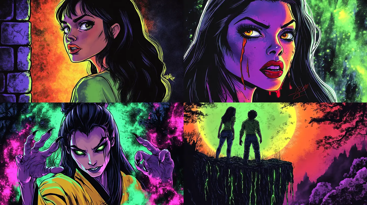 Neon-Infused Comic Book Fantasy - Midjourney sref style