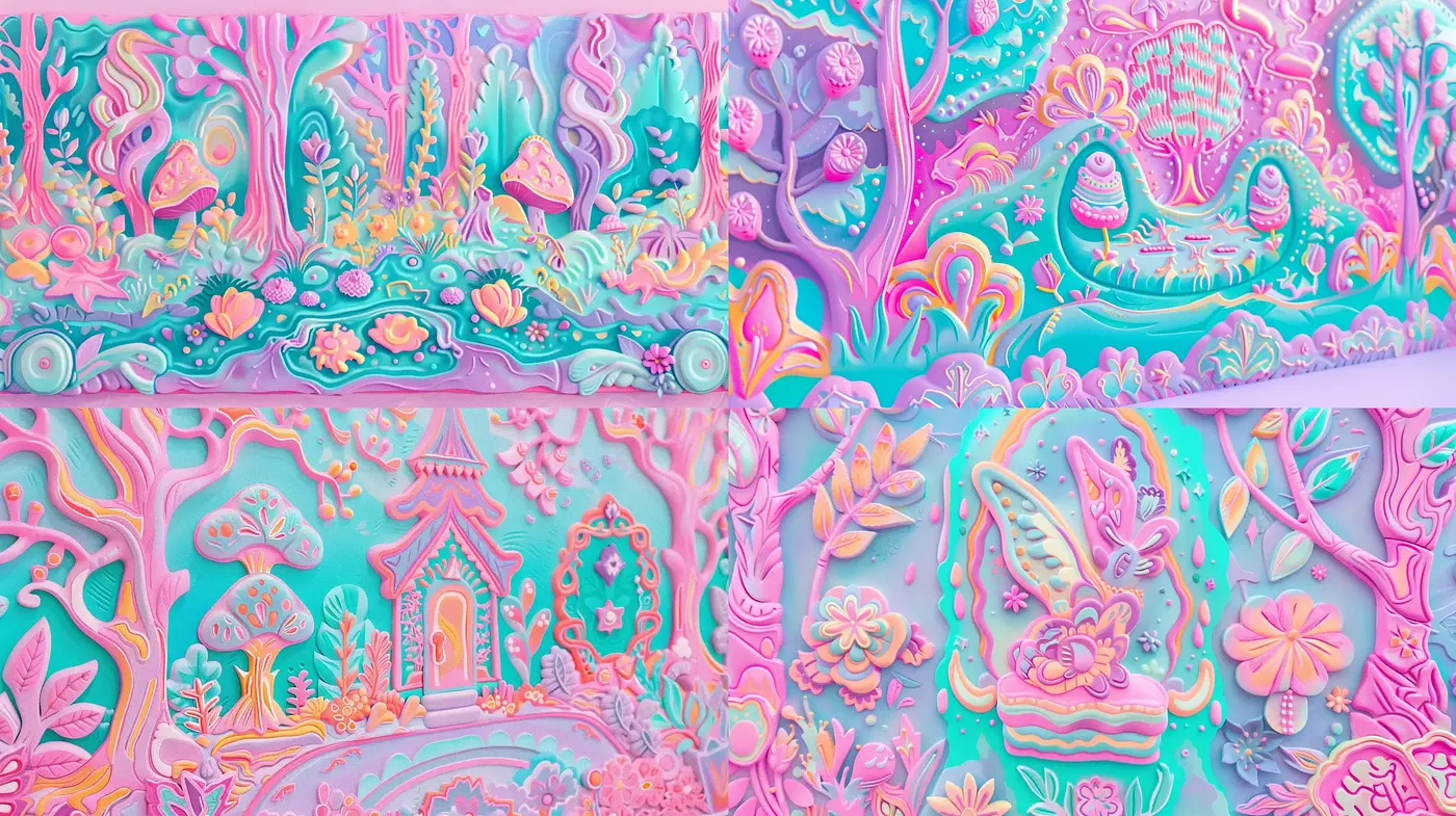 Candy-Colored Dreamscape Fusion - Midjourney sref style