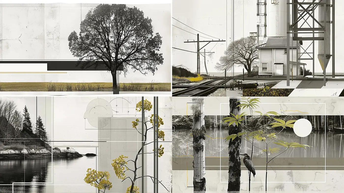 Monochromatic Symphony: Architectural Forms and Natural Landscapes in Grayscale Harmony - Midjourney sref style