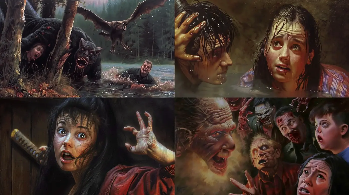 Intense Emotional Brushwork with a Cinematic Horror Focus - Midjourney sref style