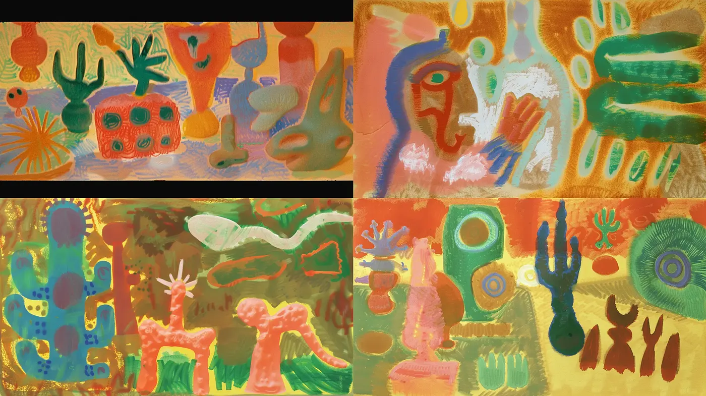 Vibrant Expressionist Dreamscape Fusion - Midjourney sref style