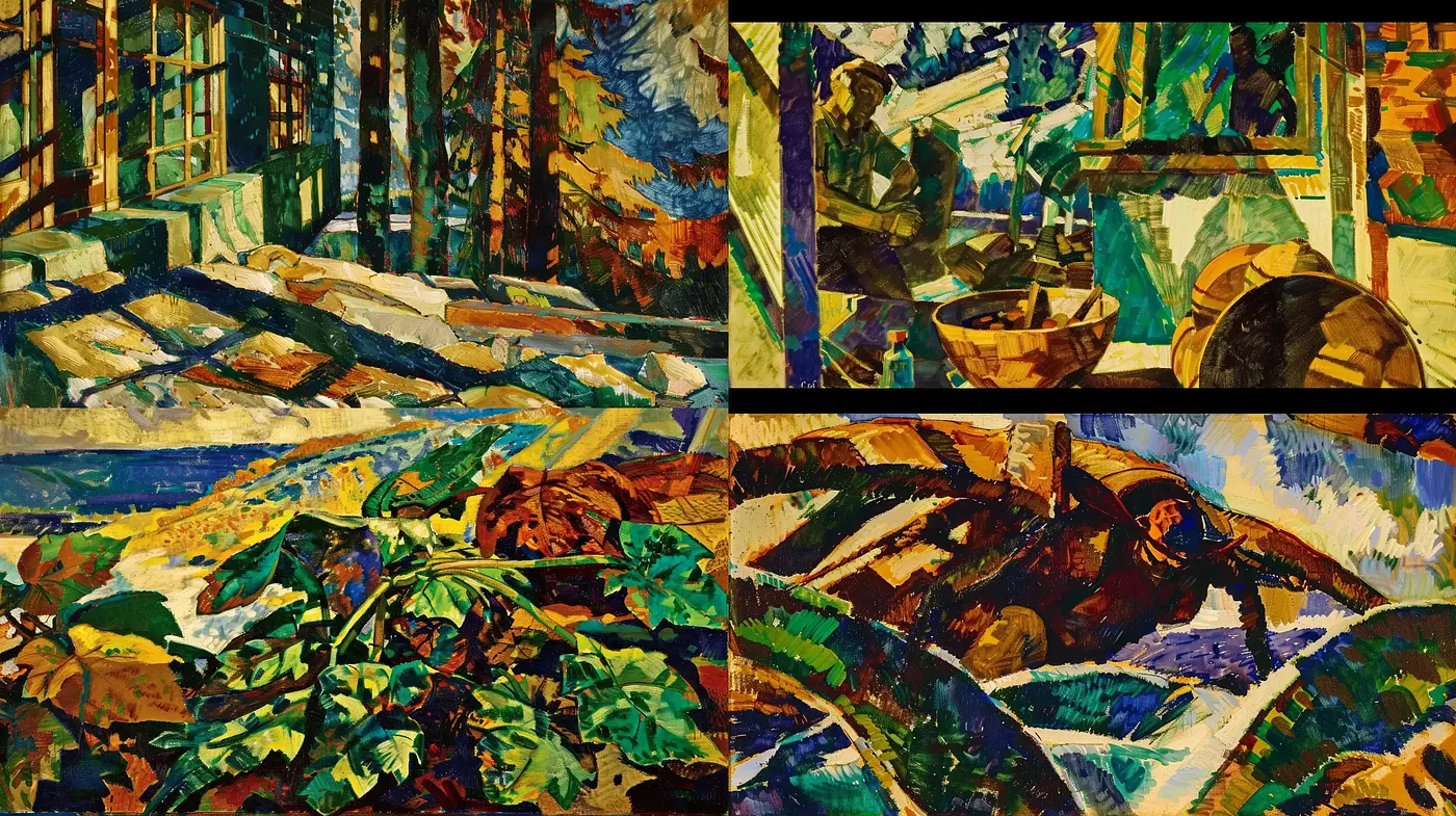 Vibrant Expressionist Fusion with Nature-Oriented Palette - Midjourney sref style