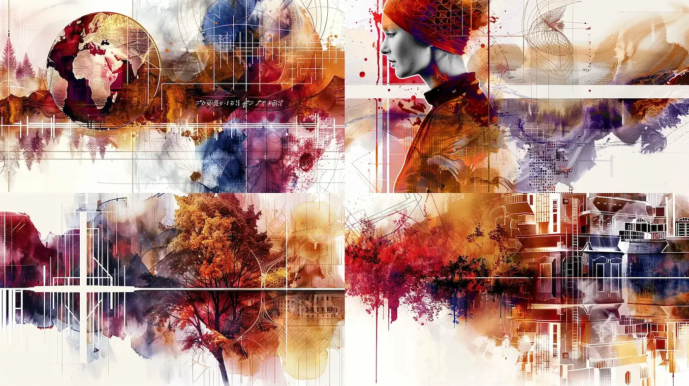 Dynamic Fusion of Abstract and Portraiture with Textural Depth - Midjourney sref style