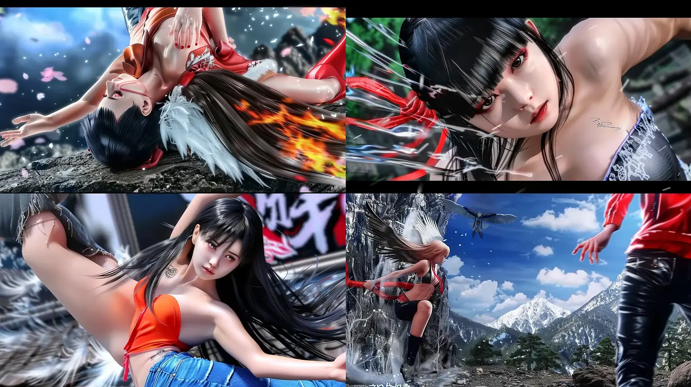 Dynamic Anime-Inspired Digital Hyperrealism - Midjourney sref style