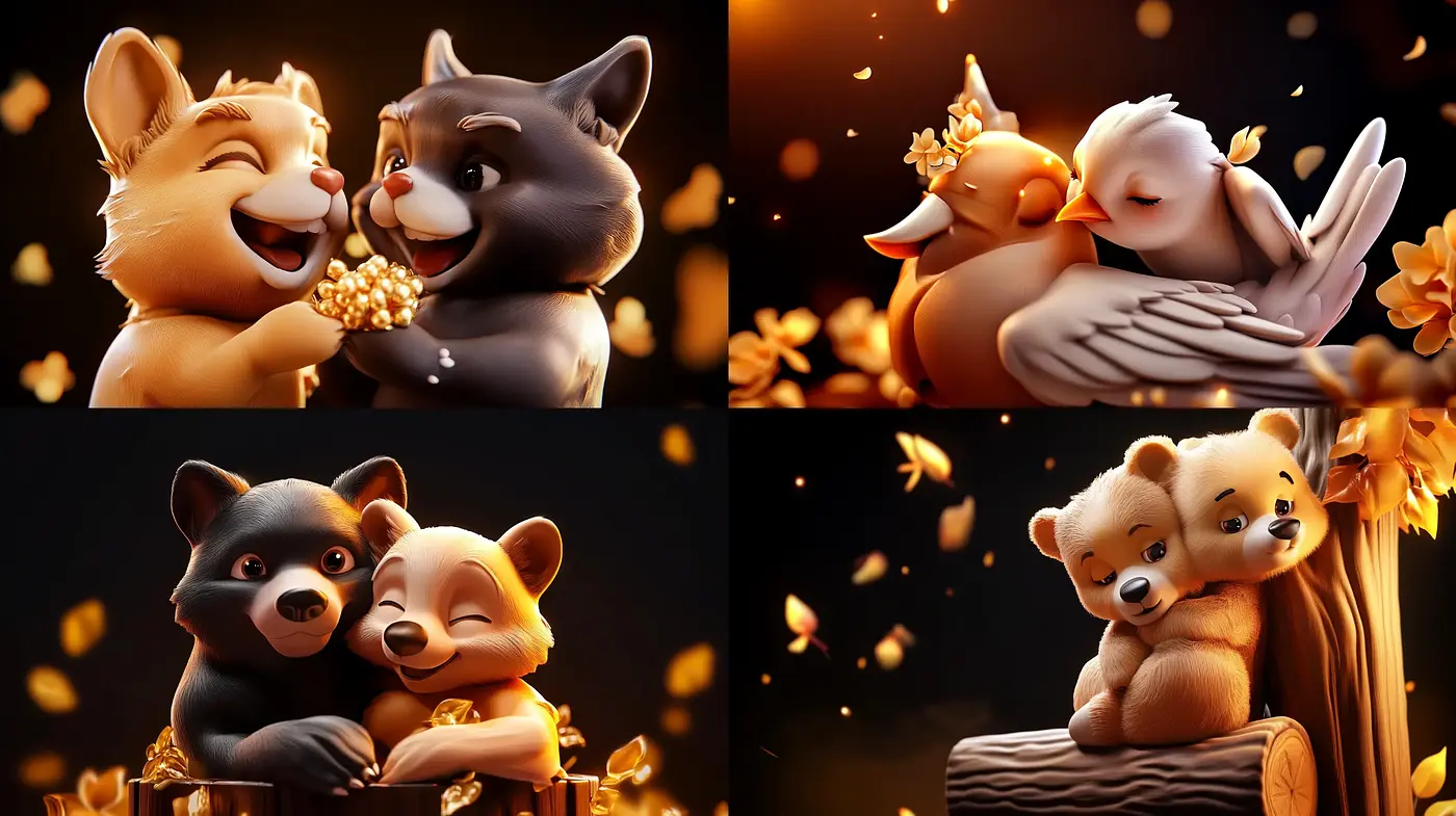 Golden Hour Whimsy: An Enchanted Animal Series with a Warm, Illuminated Aesthetic - Midjourney sref style