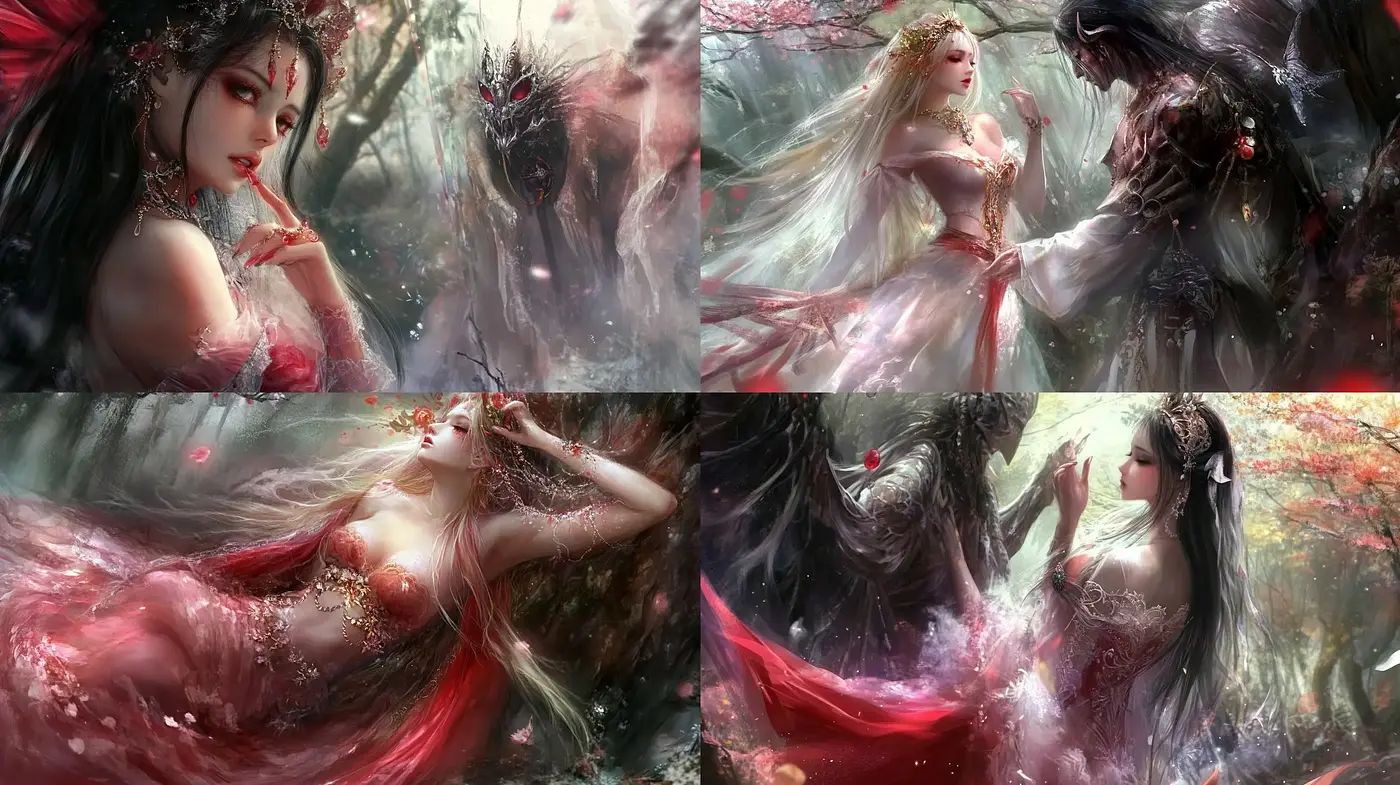 Ethereal Enchantment: A Fusion of Digital Fantasia and Romantic Realism - Midjourney sref style