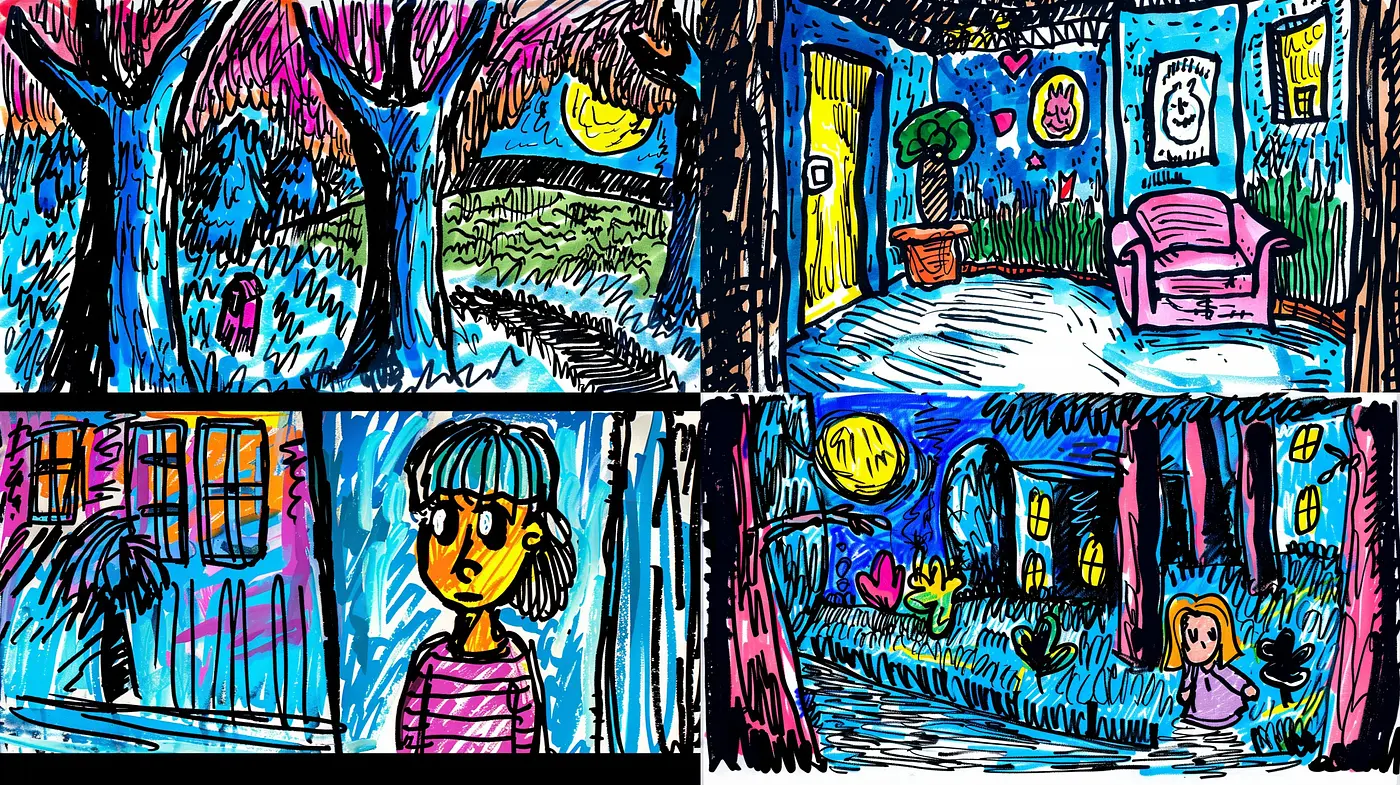 Expressive Chromatic Strokes: A Homage to Childlike Wonder and Vivid Dreams - Midjourney sref style