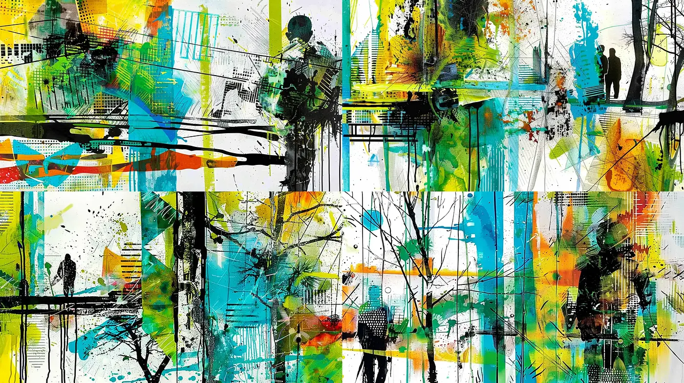 Abstract Expressionist Fusion with Urban Overtones - Midjourney sref style