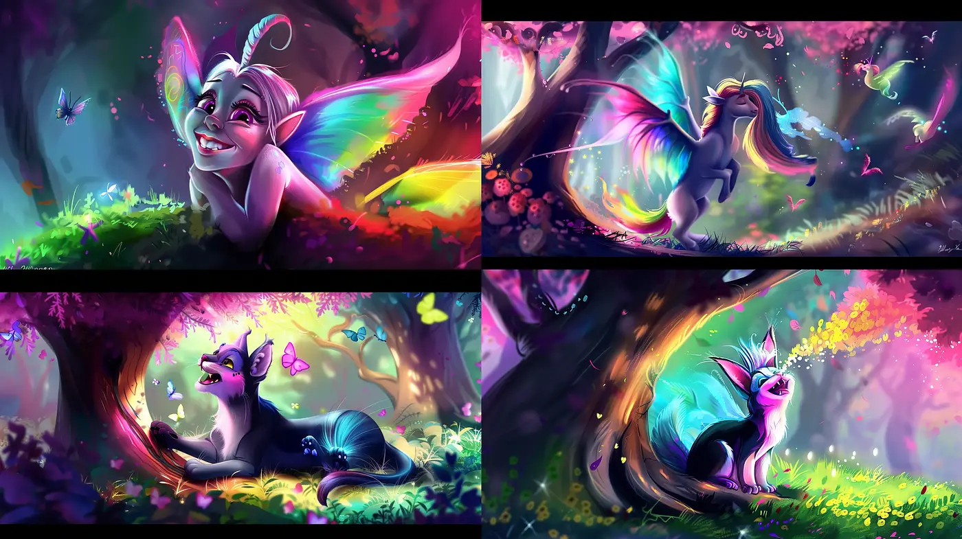Enchanted Chromatic Whimsy: A Digital Fairy Tale Tapestry - Midjourney sref style