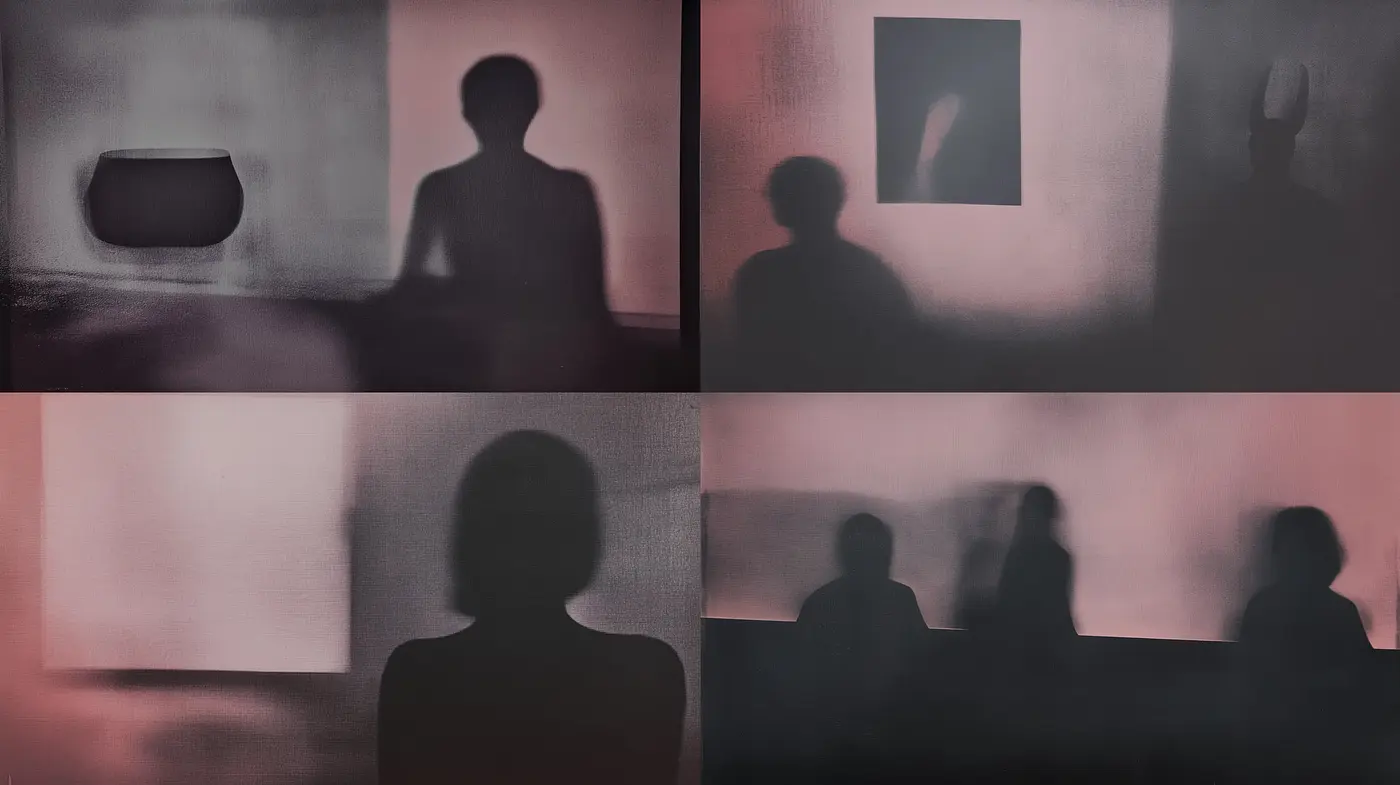Ethereal Silhouettes Intertwined with Moody Hues and Abstract Expression - Midjourney sref style