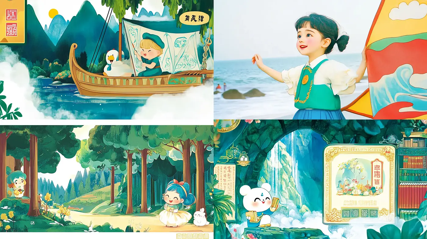 Idyllic Storybook Harmony: A Nostalgic Mélange of East Asian Illustrative Charm - Midjourney sref style