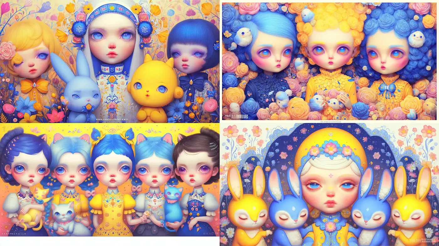 Playful and vibrant character design with whimsical elements - Midjourney sref style