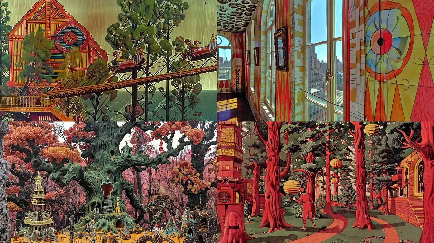 Eclectic Fusion of Surrealism and Comic ART Inspired Imagery with a Psychedelic Twist - Midjourney sref style