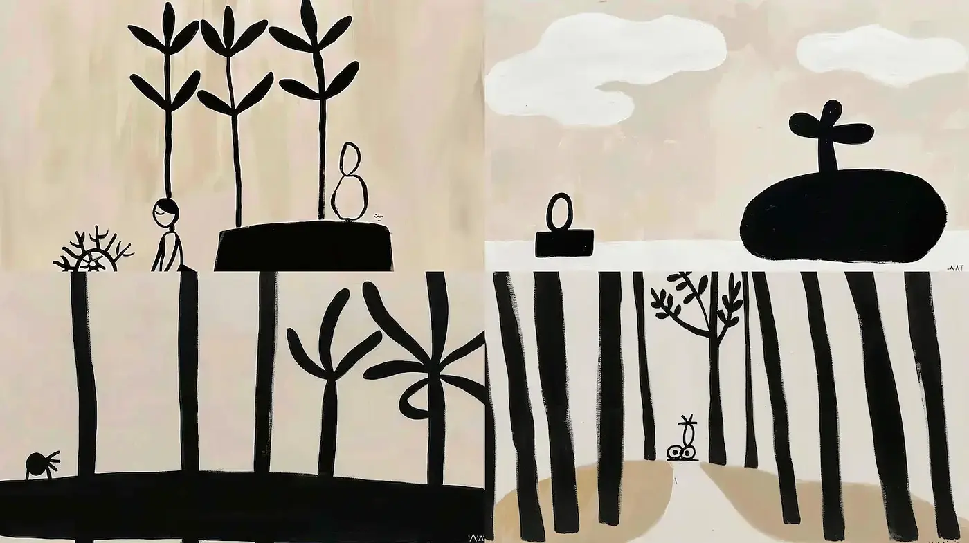 Minimalist, abstract portrayal of nature with a monochromatic palette - Midjourney sref style