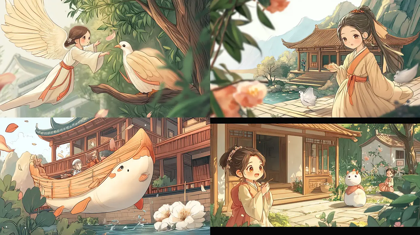 Serene Pastoral Elegance with Anime Influences - Midjourney sref style