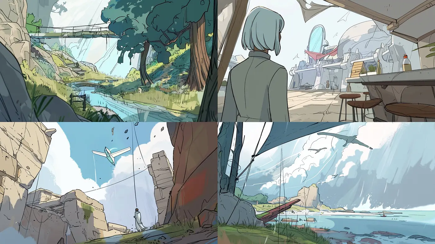 Ethereal Tranquility in Stylized Pastel Vistas - Midjourney sref style