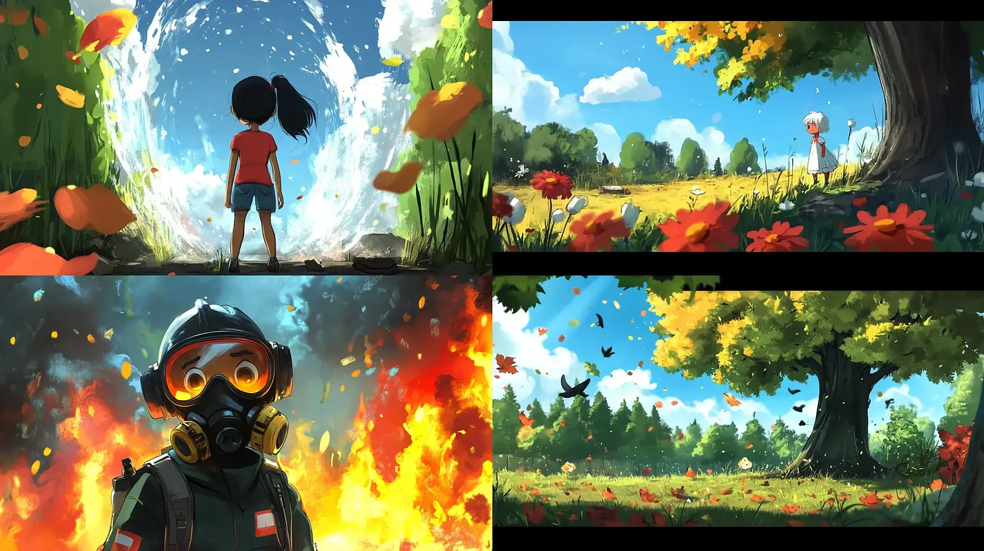 Luminous Dreamscape Vistas: A Fusion of Vivid Hues and Animated Nature - Midjourney sref style